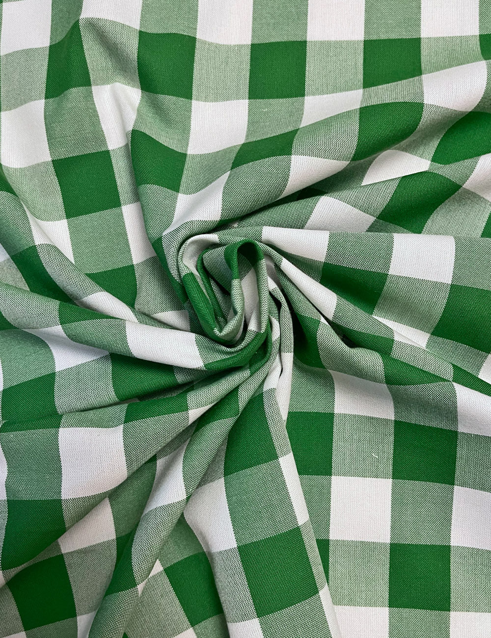 Green Cotton Gingham Scrap Fabric - 2 yds