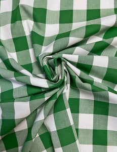 Green Cotton Gingham Scrap Fabric - 2 yds