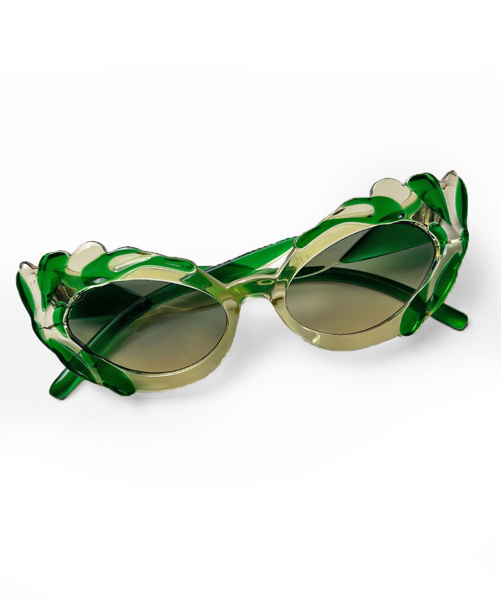 Two Toned Green Pretty in Paris Cat Eye Retro Sunglasses