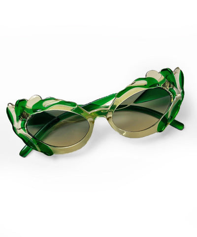 Two Toned Green Pretty in Paris Cat Eye Retro Sunglasses