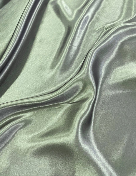 Satin Green Elegant 1940s Style Cascade Wrap Dress