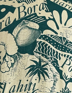 Green South Seas Print Soft Rayon High Waisted Palazzo Pants