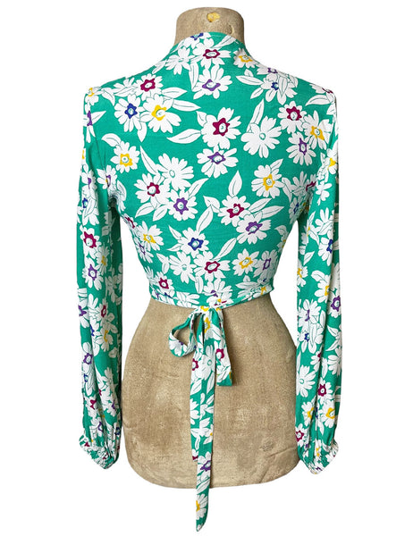 1940s Green Spring Meadows Babaloo Wrap Top