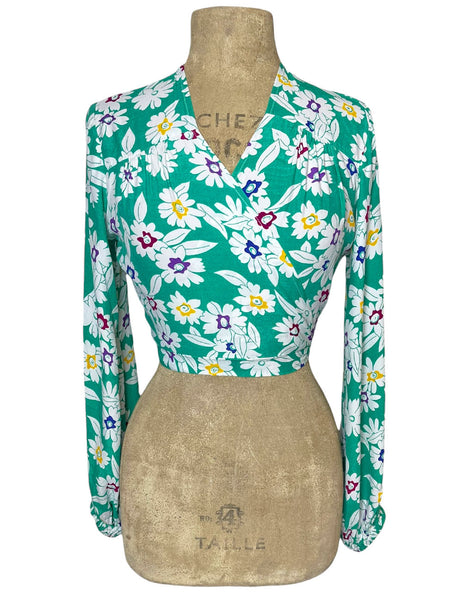 1940s Green Spring Meadows Babaloo Wrap Top