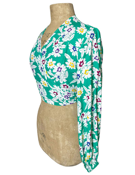 1940s Green Spring Meadows Babaloo Wrap Top