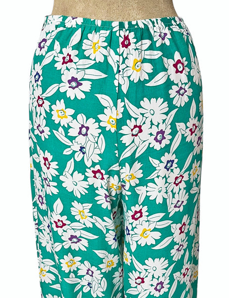 1940s Green Spring Meadows High Waisted Palazzo Pants