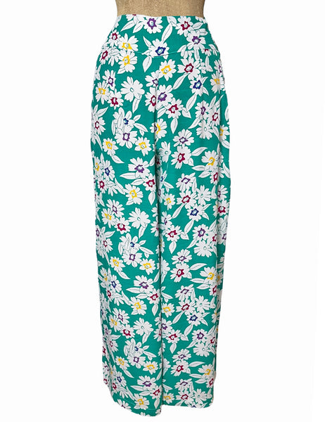 1940s Green Spring Meadows High Waisted Palazzo Pants