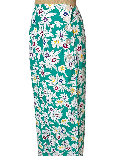 1940s Green Spring Meadows High Waisted Palazzo Pants