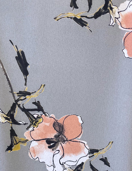 Soft Grey Floral Sketch Venice Beach Swing Skirt