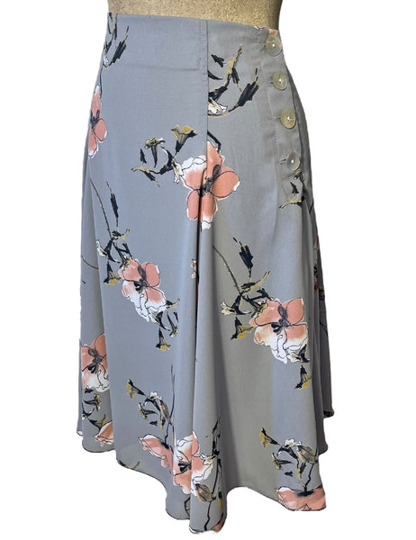 Soft Grey Floral Sketch Venice Beach Swing Skirt