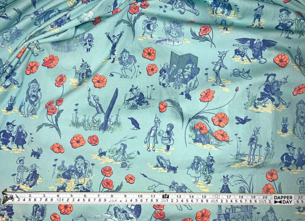 'Land of Oz' Stretch Cotton Fabric (Aqua) 3 Yards