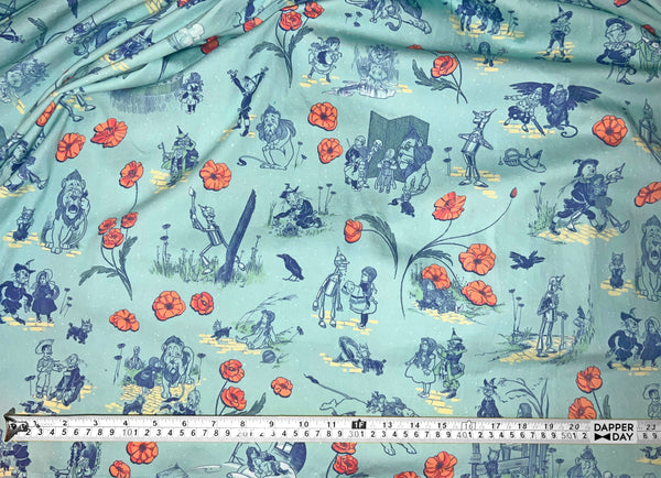 'Land of Oz' Stretch Cotton Fabric (Aqua) 2 Yards