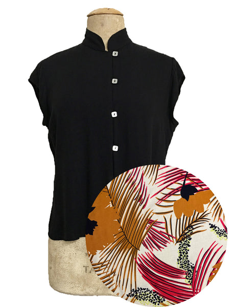 PREORDER - Island Sunset 1930s Style Mandarin Collar Tea Timer Top