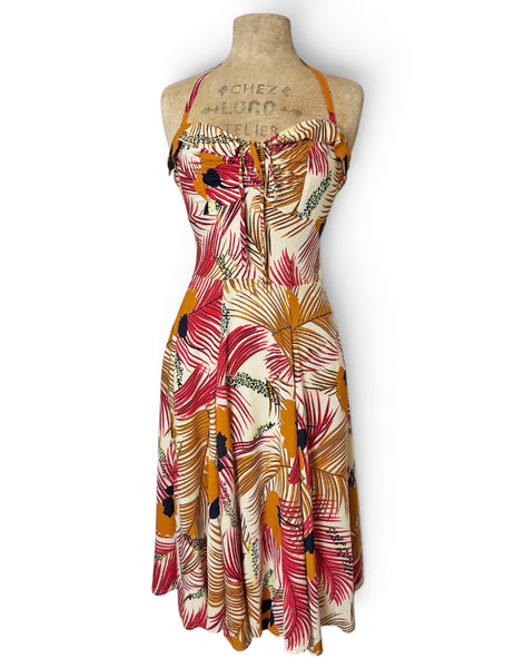 Island Sunset Vintage Style Marta Halter Swing Dress