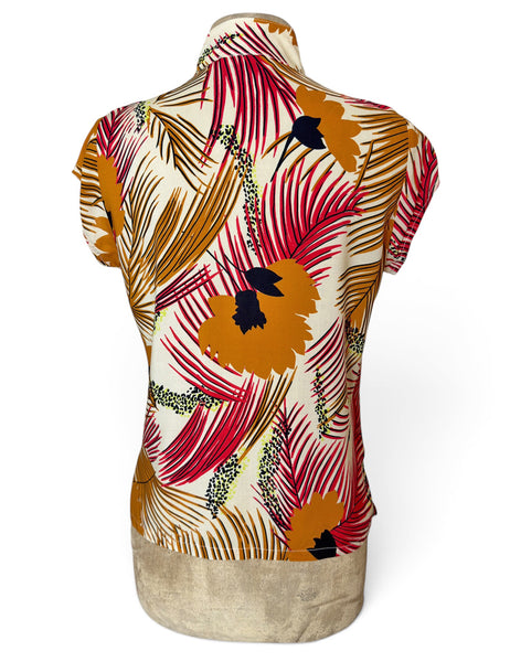 Island Sunset 1930s Style Mandarin Collar Tea Timer Top