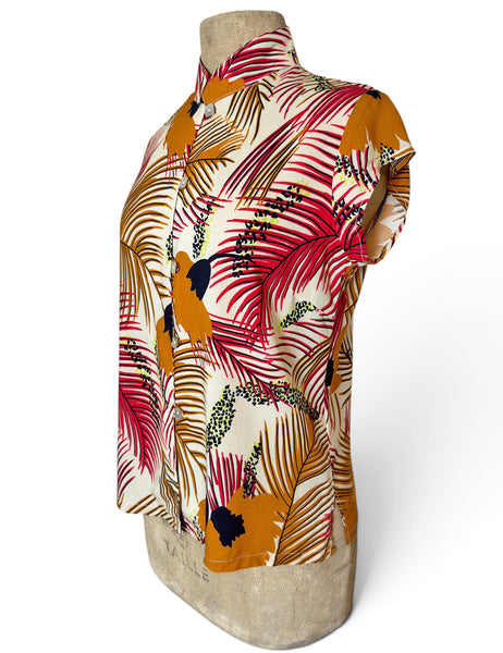 Island Sunset 1930s Style Mandarin Collar Tea Timer Top