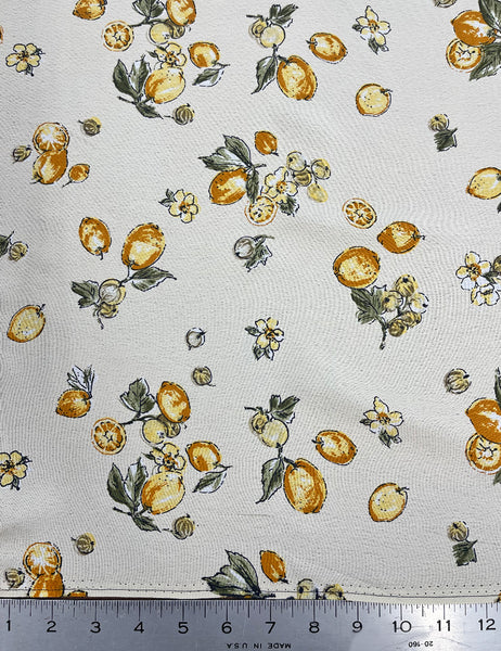 Ivory Lemon Print Fabric - 2.5 yds