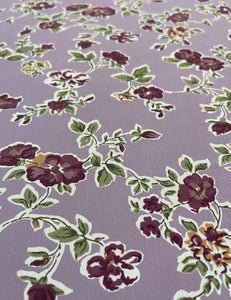 Lavender Floral Print Rayon Crepe Fabric - 2.5 yds