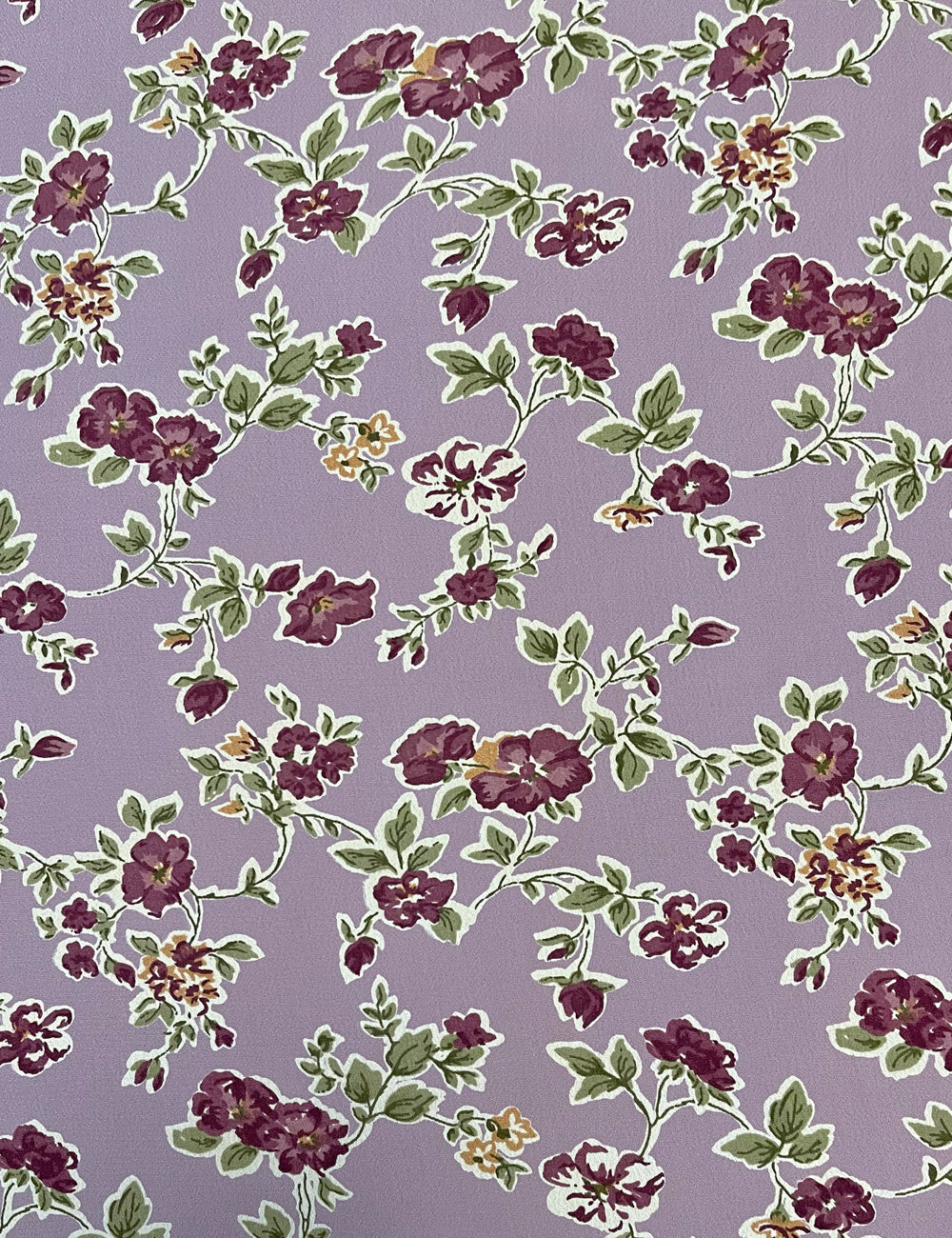 Lavender Floral Print Rayon Crepe Fabric - 2.5 yds