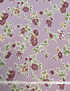 Lavender Floral Print Rayon Crepe Fabric - 2.5 yds