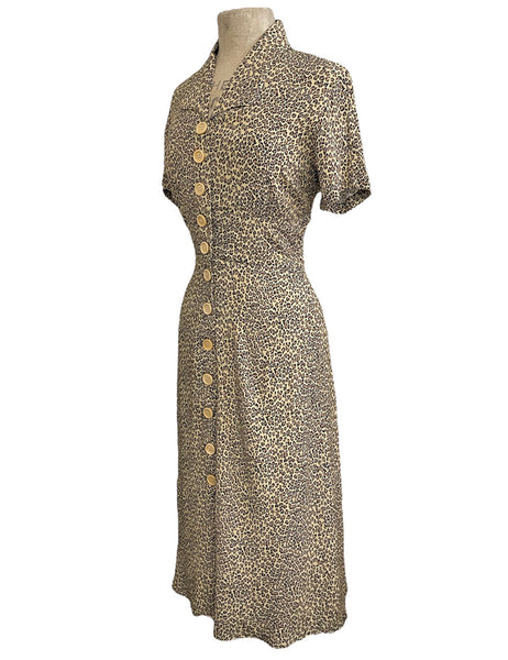 Leopard Print Button Front Retro Margie Dress
