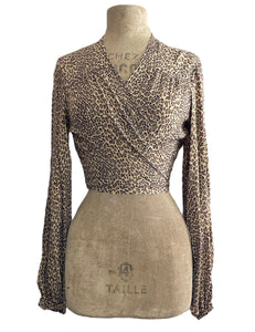 Leopard Print Retro Babaloo Wrap Crop Top