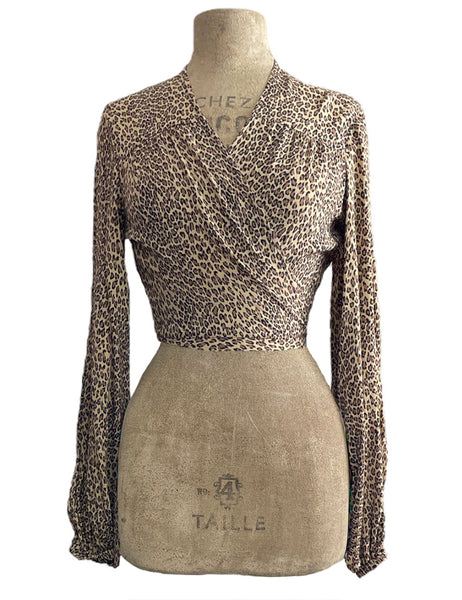 Leopard Print Retro Babaloo Wrap Crop Top