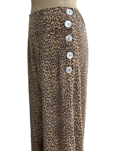 Leopard Print Retro 1940s Style High Waisted Palazzo Pants