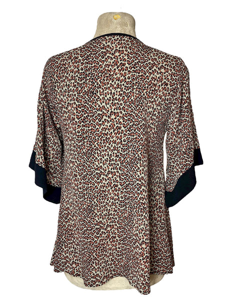 Leopard Print Retro V-Neck Kimono Top