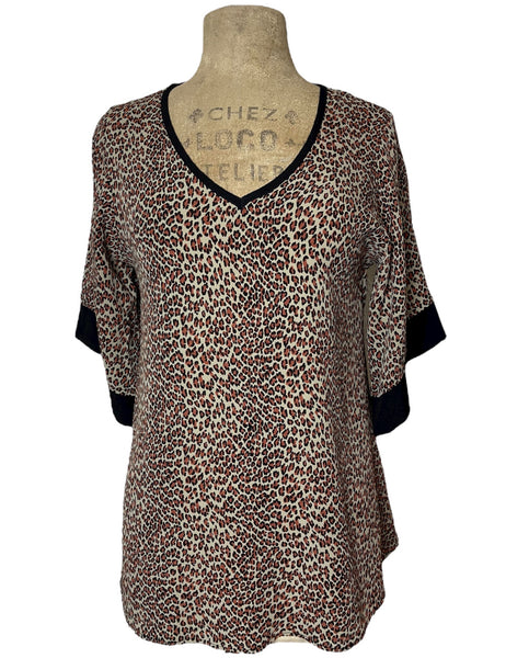 Leopard Print Retro V-Neck Kimono Top