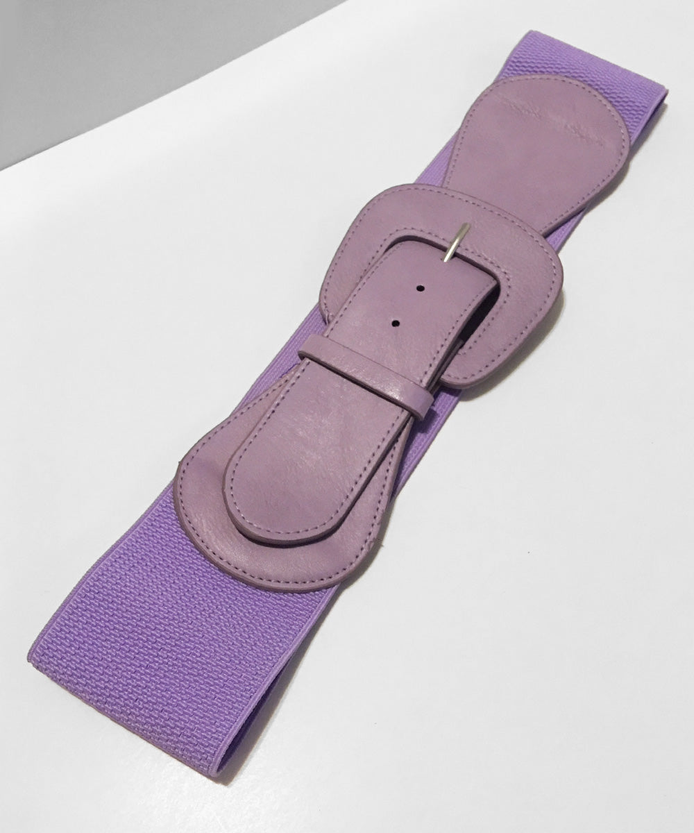 Lavender Purple Faux Leather Thick Stretch Belt