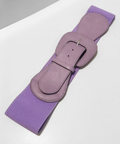 Lavender Purple Faux Leather Thick Stretch Belt
