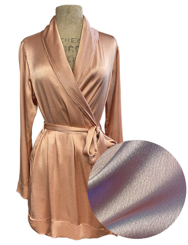 PREORDER - Dusty Mauve Satin 1930s Elegant Shawl Collar Robe