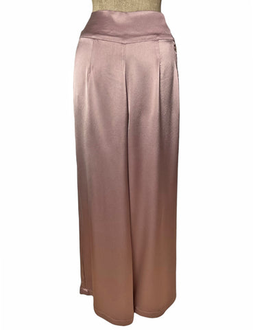 Dusty Mauve Satin High Waist Palazzo Pants