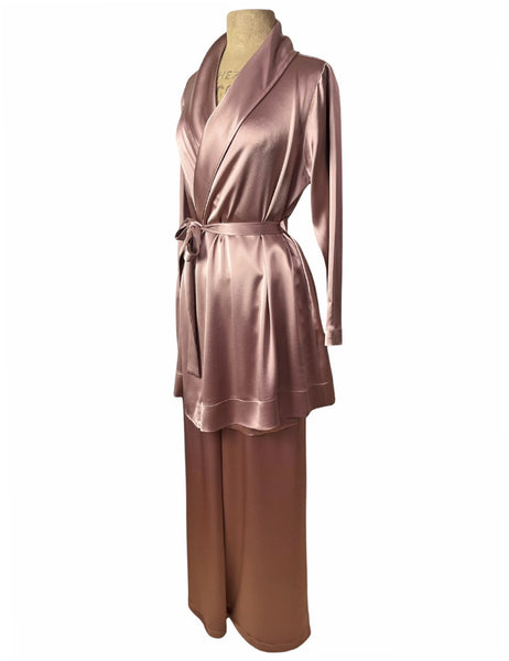 Dusty Mauve Satin High Waist Palazzo Pants