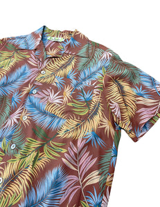 Brown Fern Print Rayon Men's Button Up Tropical Sonny Shirt