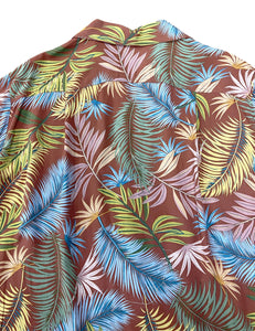 Brown Fern Print Rayon Men's Button Up Tropical Sonny Shirt