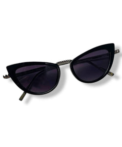 Black & Metallic Classic 1950s Cat Eye Sunglasses