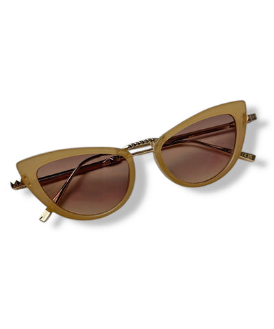 Tan & Metallic Classic 1950s Cat Eye Sunglasses