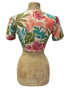 Scout 1940s Miami Tropics Print Linen Daisy Crop Top