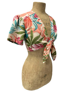 Scout 1940s Miami Tropics Print Linen Daisy Crop Top