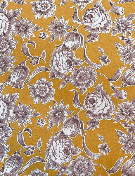 PREORDER - Mustard Yellow Antique Floral Biasa Wrap Dress