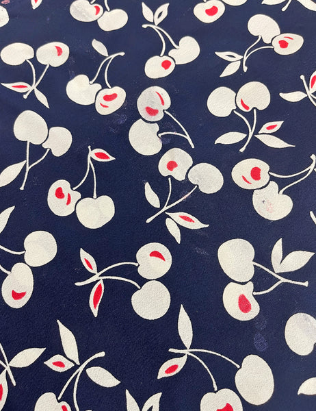 Navy Cherry Print Fabric - 5 yds - DAMAGE