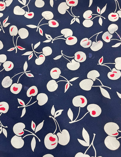 Navy Cherry Print Fabric - 5 yds - DAMAGE