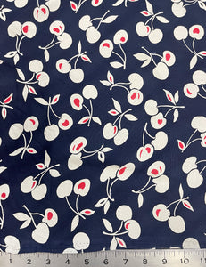 Navy Cherry Print Fabric - 5 yds - DAMAGE