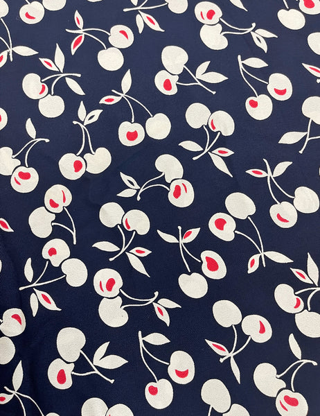 Navy Cherry Print Fabric - 5 yds - DAMAGE