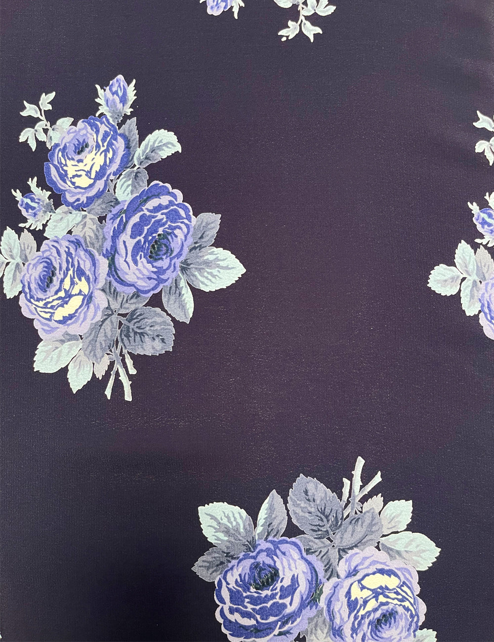 Navy Blue Corsage Print Rayon Crepe Fabric - 2.25 yds