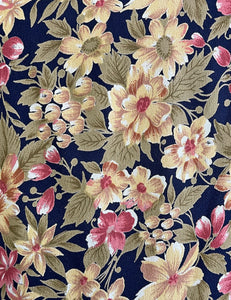Navy Antique Floral 1940s Style High Waisted Palazzo Pants