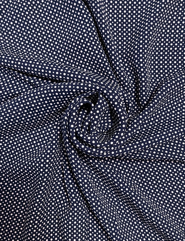 Navy Blue Polka Dot Rayon Crepe Farbic - 2 yds