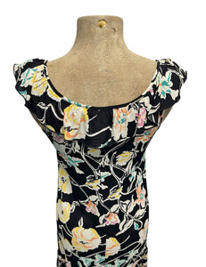 Black Neon Floral Ruffle Vacay Sundress